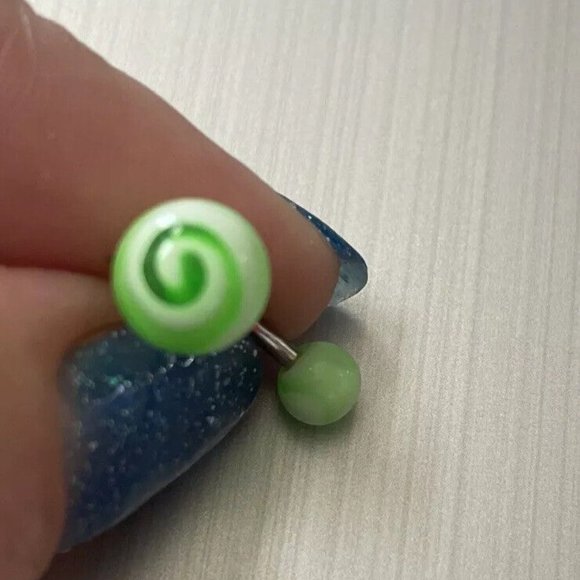 NEW Green And White belly button ring - Picture 2 of 2